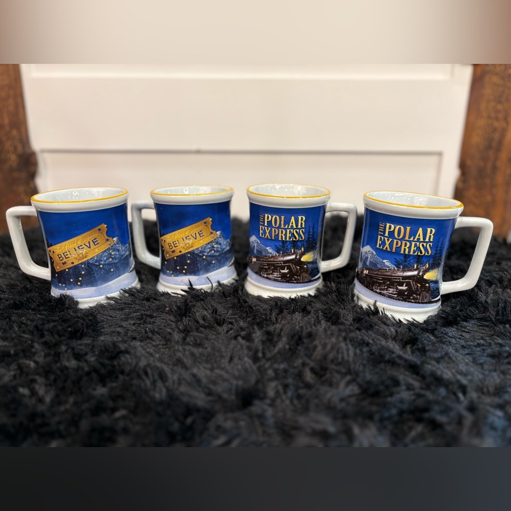 Polar Express Ceramic Mug Set of 4 – Christmas Hot Cocoa Mugs